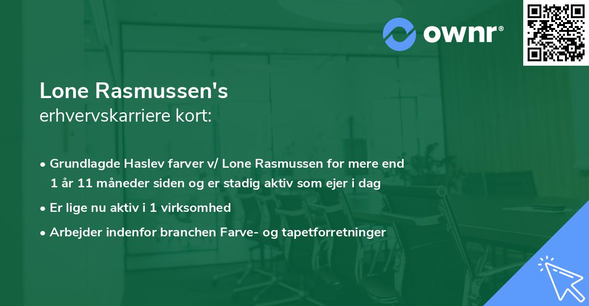 Lone Rasmussen's erhvervskarriere kort