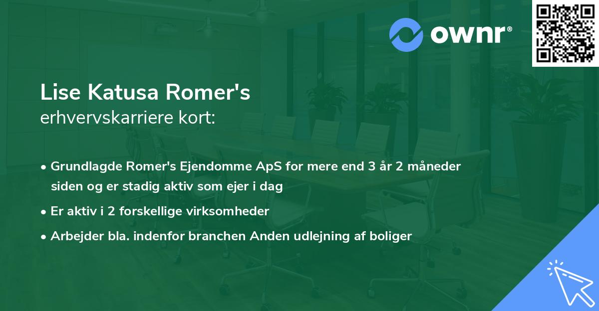Lise Katusa Romer's erhvervskarriere kort