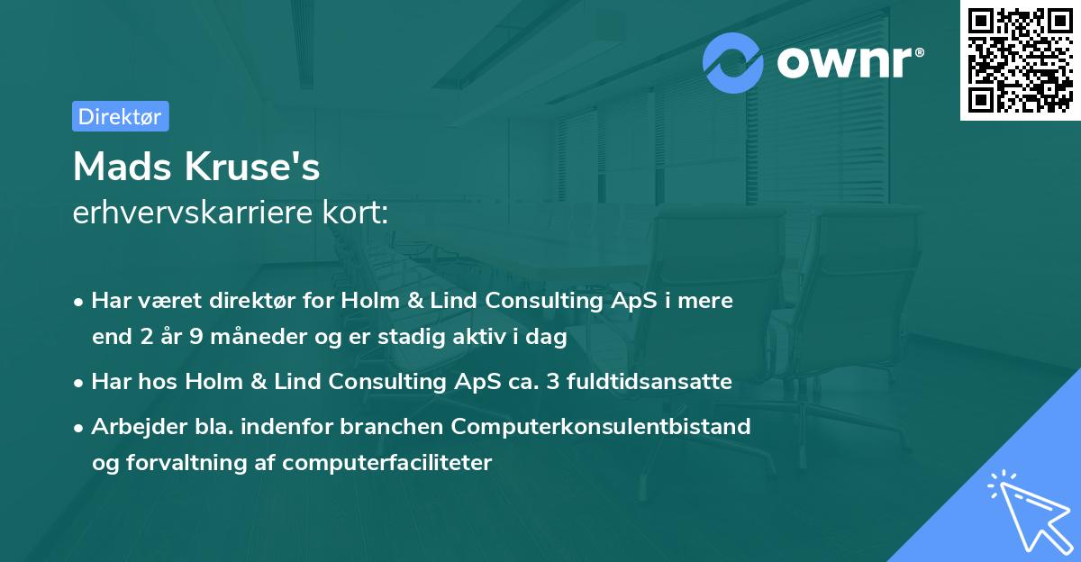 Mads Kruse's erhvervskarriere kort