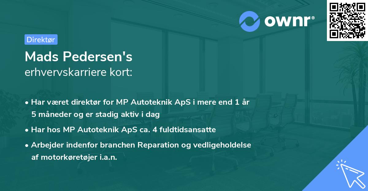 Mads Pedersen's erhvervskarriere kort