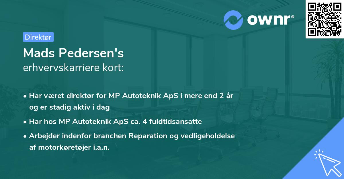 Mads Pedersen's erhvervskarriere kort