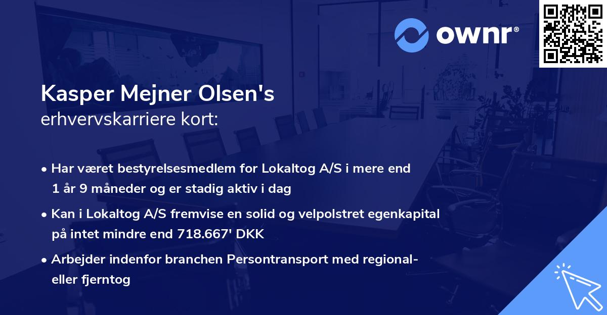 Kasper Mejner Olsen's erhvervskarriere kort