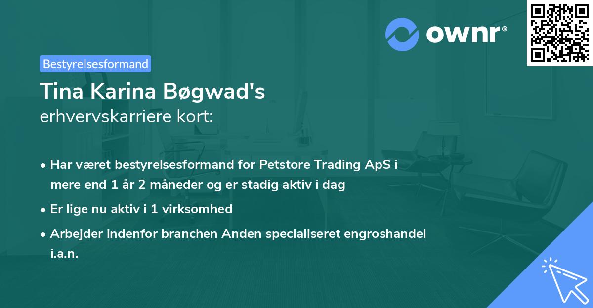 Tina Karina Bøgwad's erhvervskarriere kort