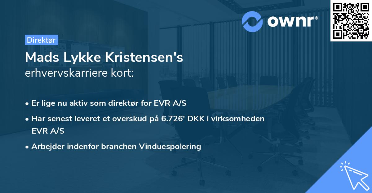 Mads Lykke Kristensen's erhvervskarriere kort
