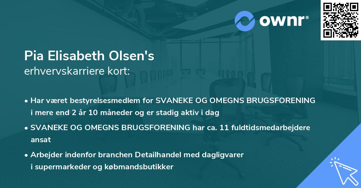 Pia Elisabeth Olsen's erhvervskarriere kort