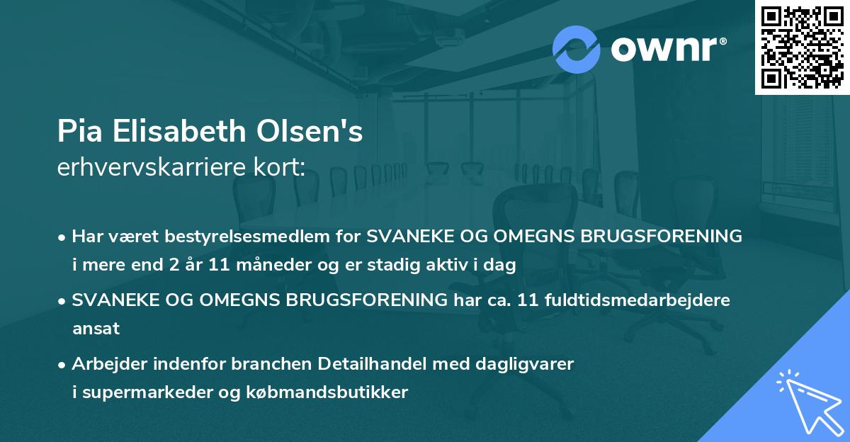 Pia Elisabeth Olsen's erhvervskarriere kort