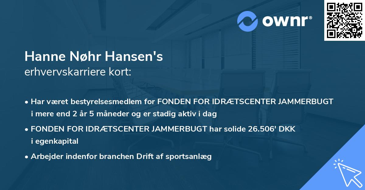 Hanne Nøhr Hansen's erhvervskarriere kort