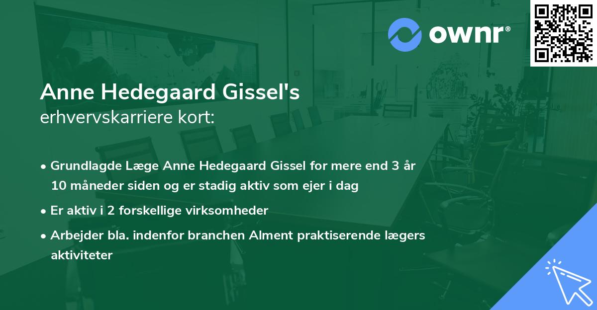 Anne Hedegaard Gissel's erhvervskarriere kort