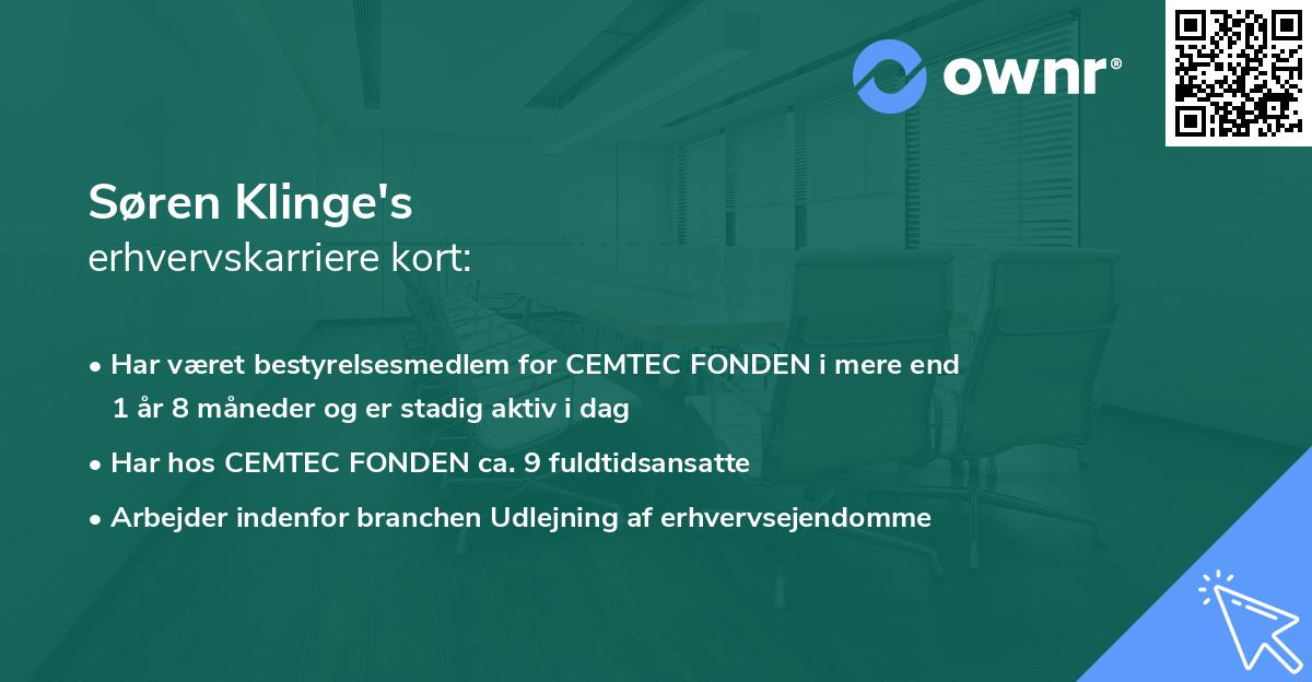 Søren Klinge's erhvervskarriere kort