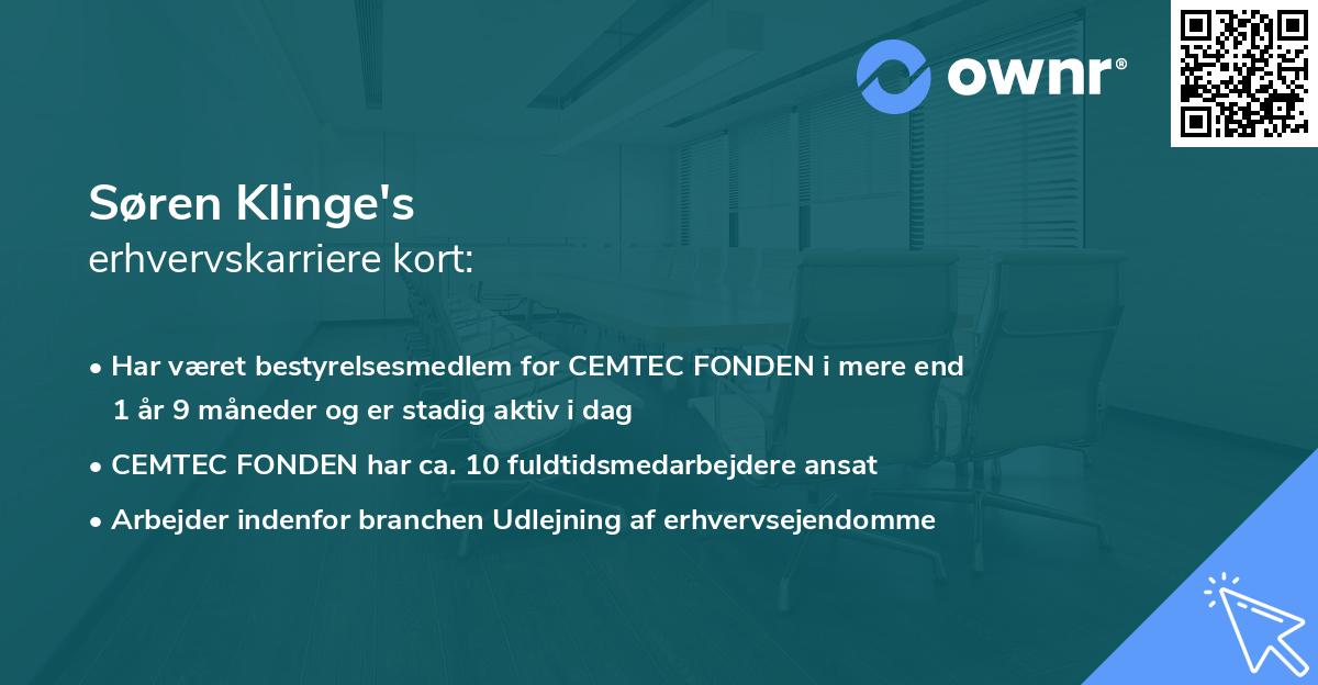 Søren Klinge's erhvervskarriere kort