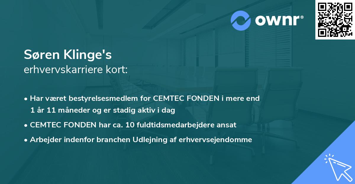 Søren Klinge's erhvervskarriere kort