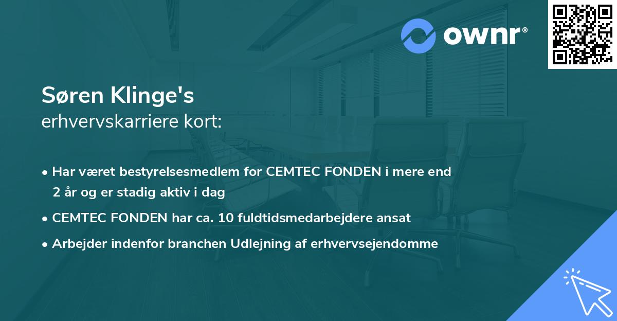 Søren Klinge's erhvervskarriere kort