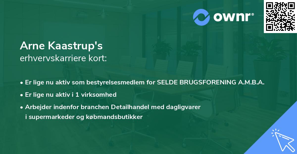 Arne Kaastrup's erhvervskarriere kort