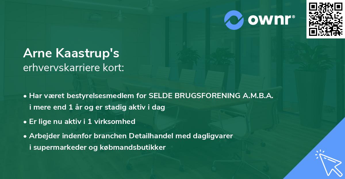 Arne Kaastrup's erhvervskarriere kort