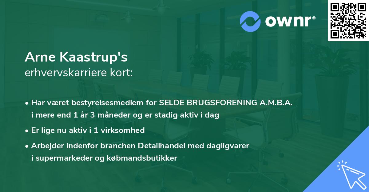 Arne Kaastrup's erhvervskarriere kort