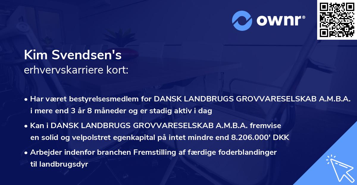 Kim Svendsen's erhvervskarriere kort