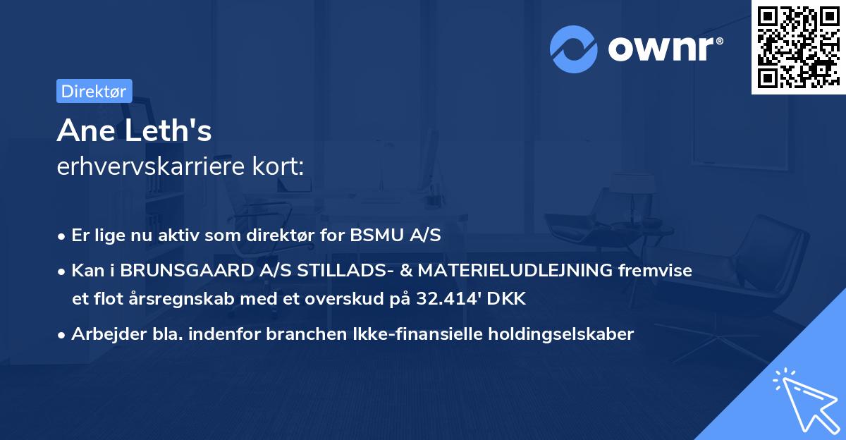 Ane Leth's erhvervskarriere kort