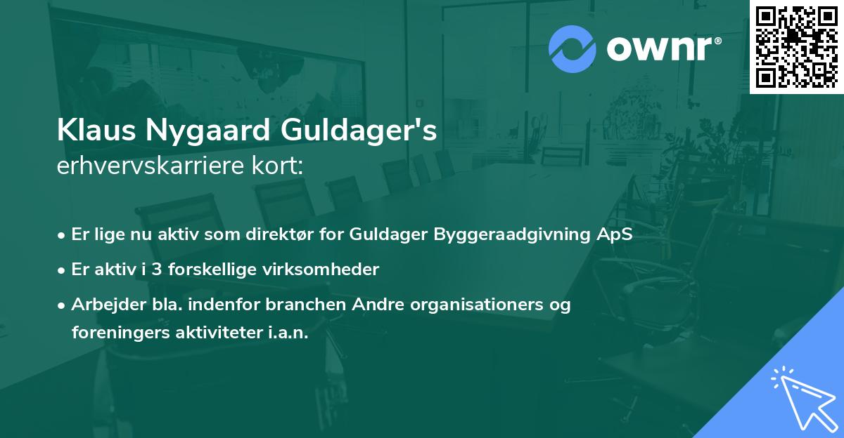 Klaus Nygaard Guldager's erhvervskarriere kort