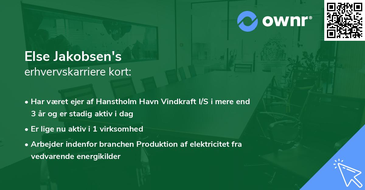 Else Jakobsen's erhvervskarriere kort