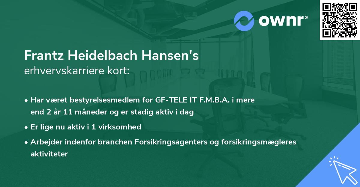 Frantz Heidelbach Hansen's erhvervskarriere kort