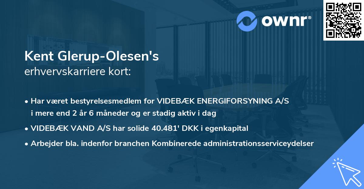 Kent Glerup-Olesen's erhvervskarriere kort