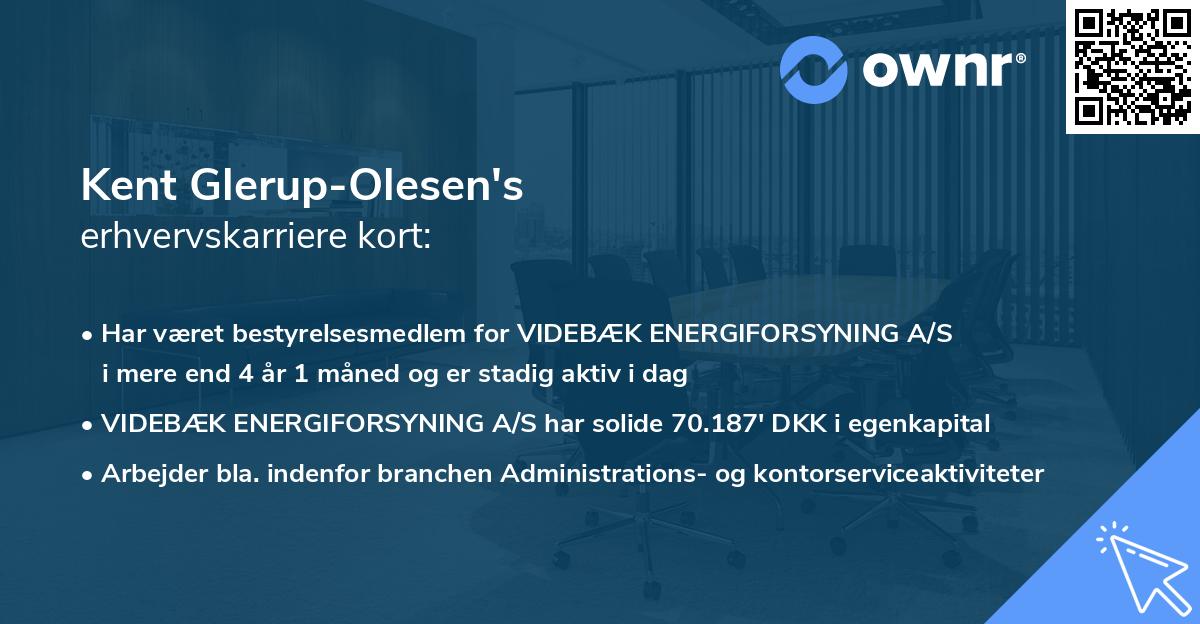 Kent Glerup-Olesen's erhvervskarriere kort