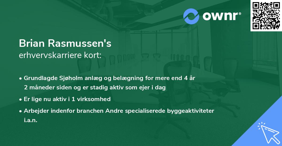 Brian Rasmussen's erhvervskarriere kort