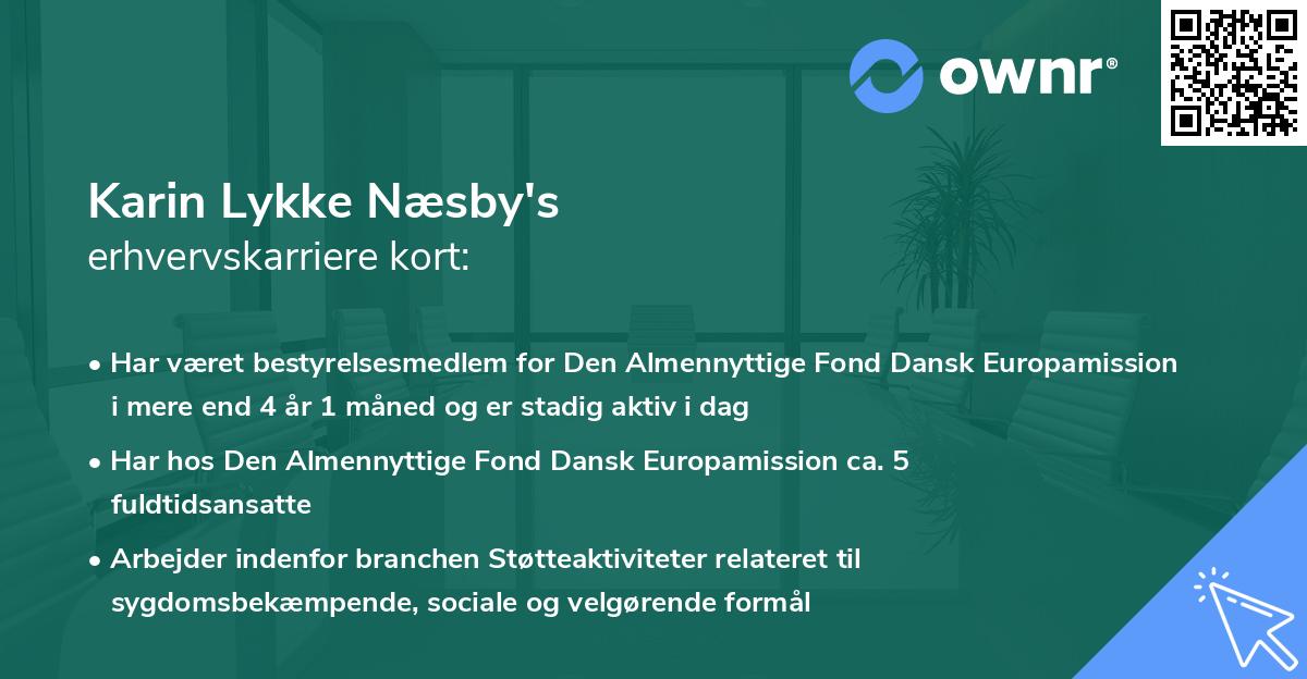 Karin Lykke Næsby's erhvervskarriere kort