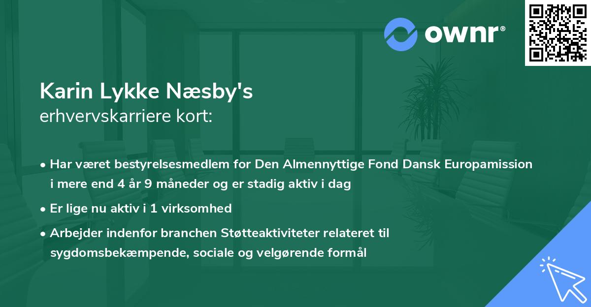 Karin Lykke Næsby's erhvervskarriere kort