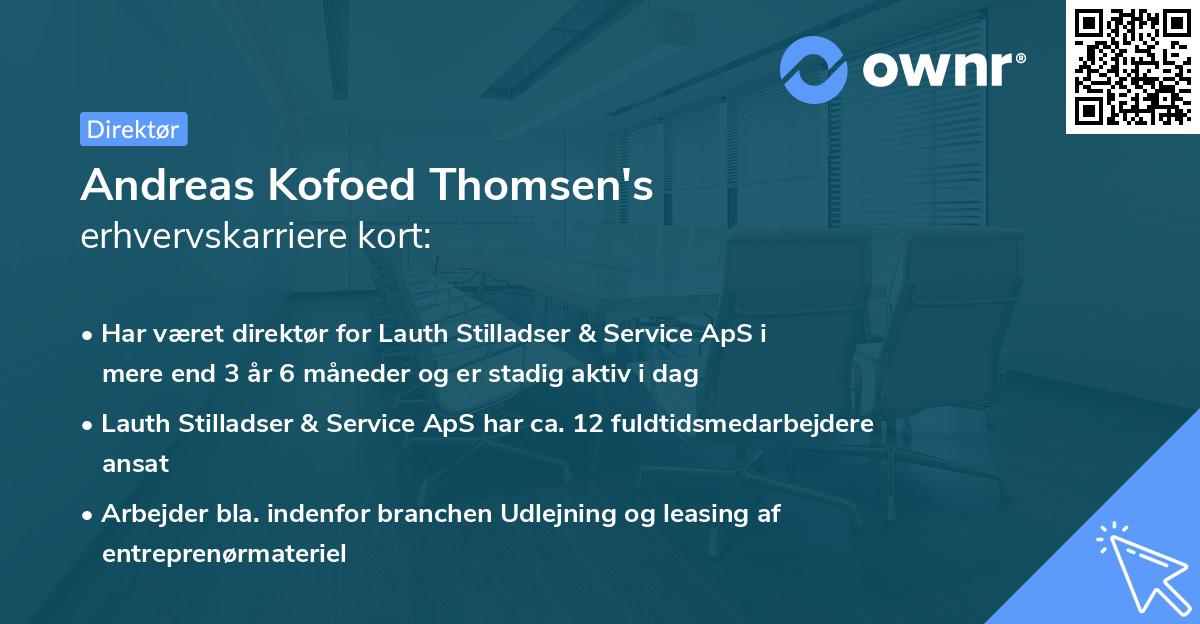 Andreas Kofoed Thomsen's erhvervskarriere kort