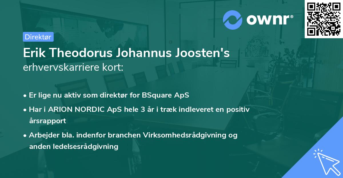 Erik Theodorus Johannus Joosten's erhvervskarriere kort