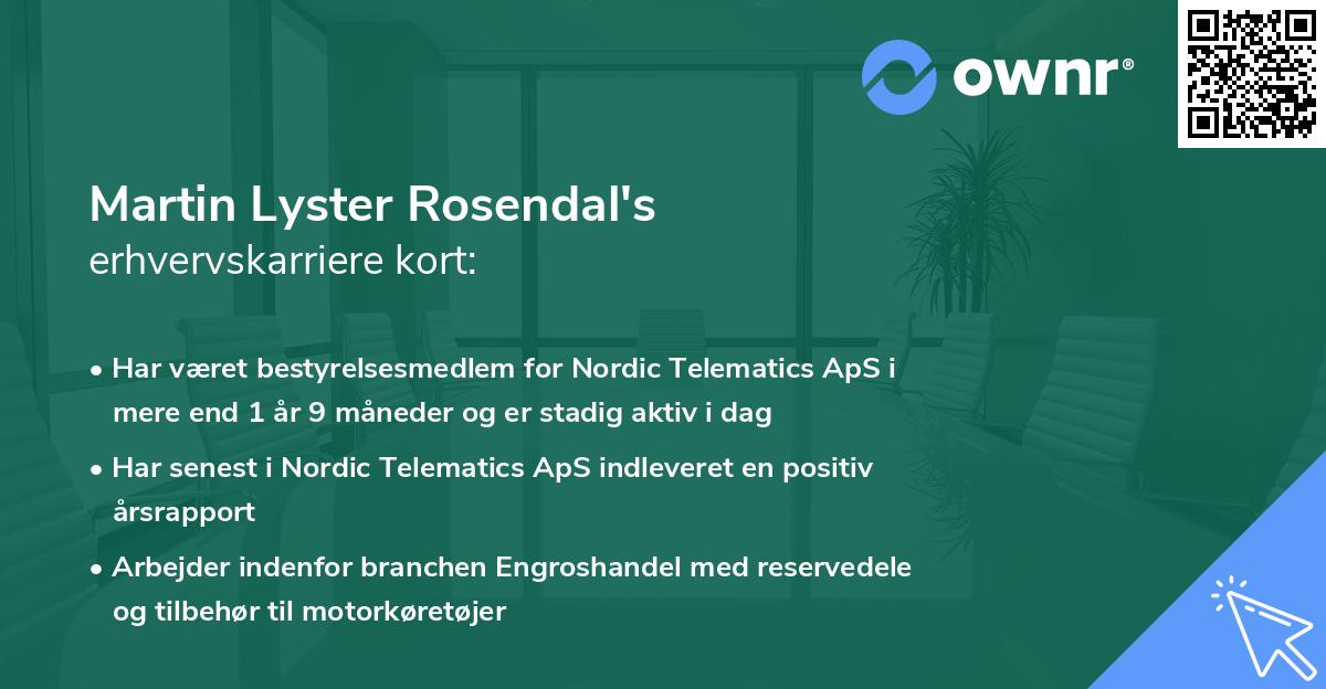 Martin Lyster Rosendal's erhvervskarriere kort