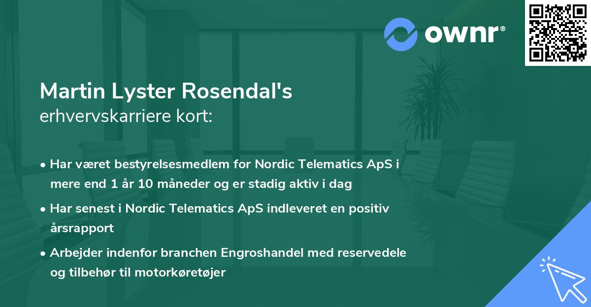 Martin Lyster Rosendal's erhvervskarriere kort