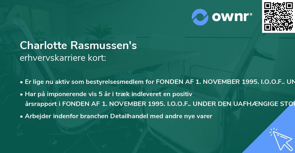 Charlotte Rasmussen's erhvervskarriere kort
