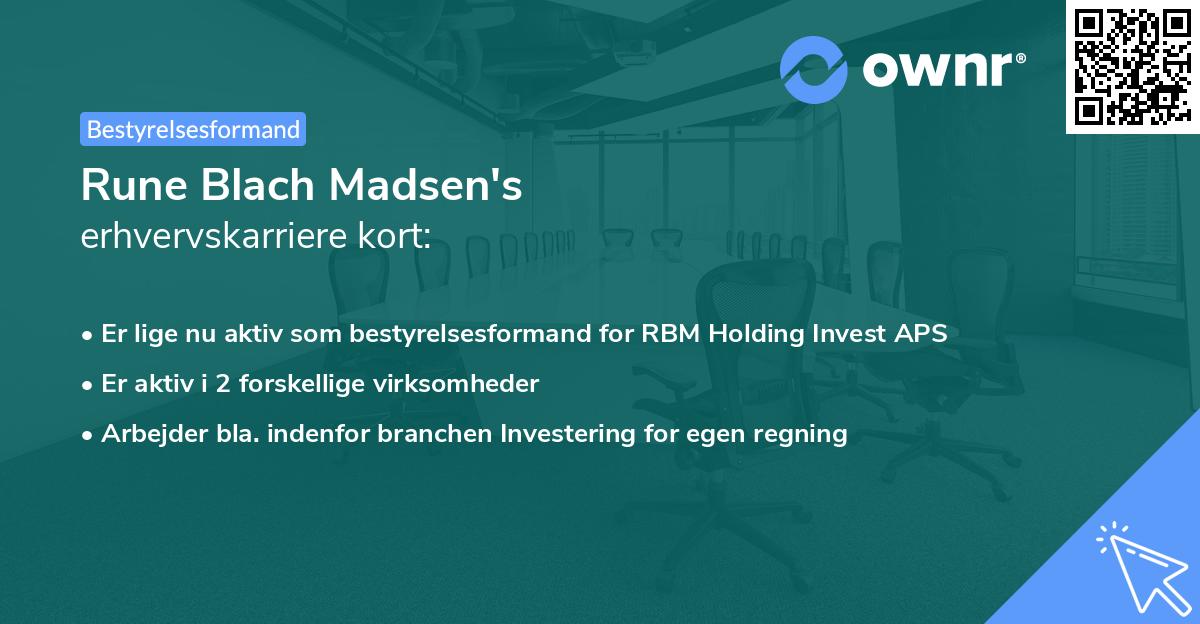 Rune Blach Madsen's erhvervskarriere kort