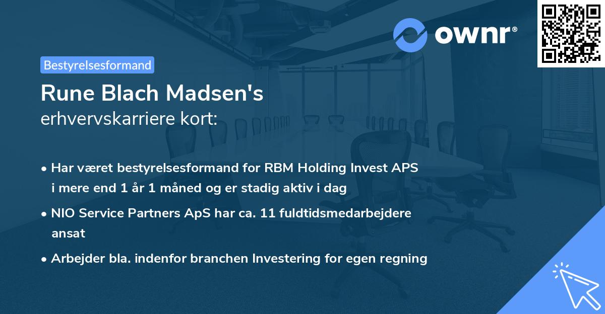 Rune Blach Madsen's erhvervskarriere kort