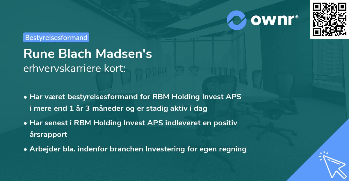 Rune Blach Madsen's erhvervskarriere kort