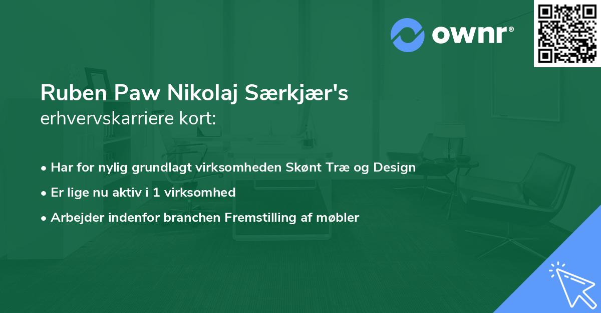 Ruben Paw Nikolaj Særkjær's erhvervskarriere kort