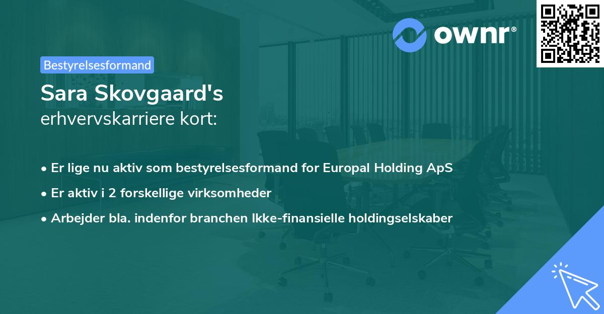 Sara Skovgaard's erhvervskarriere kort