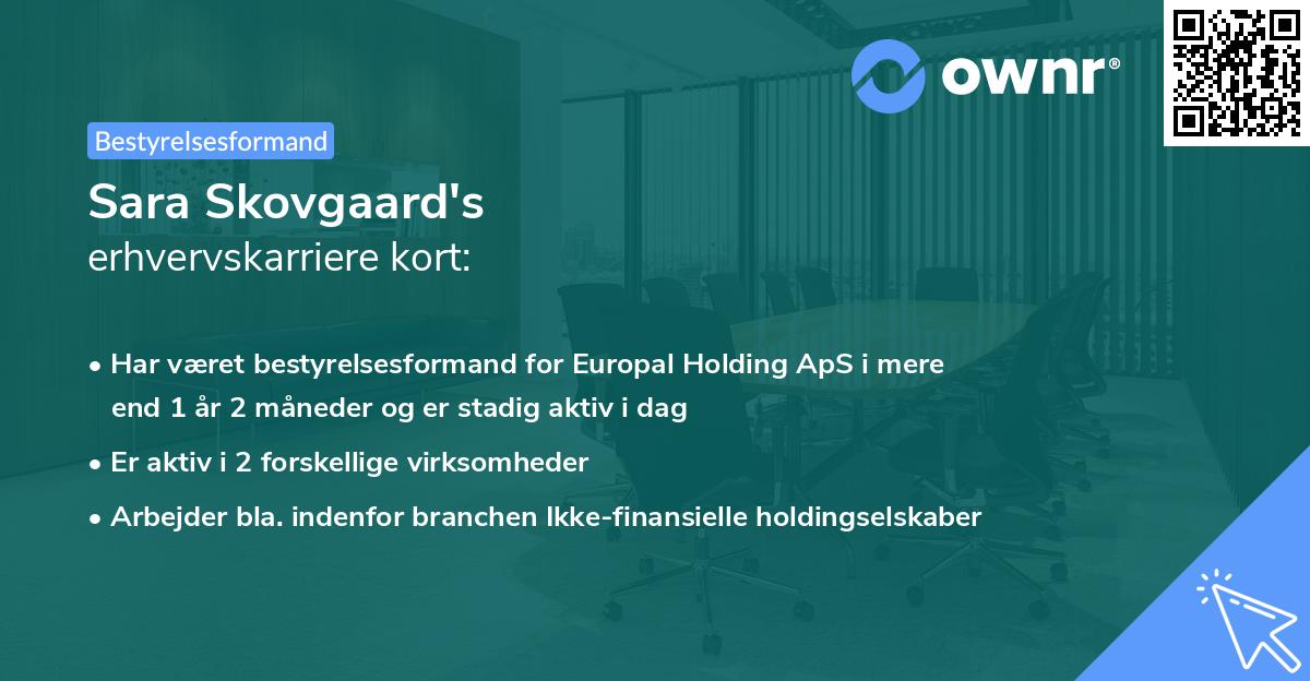 Sara Skovgaard's erhvervskarriere kort