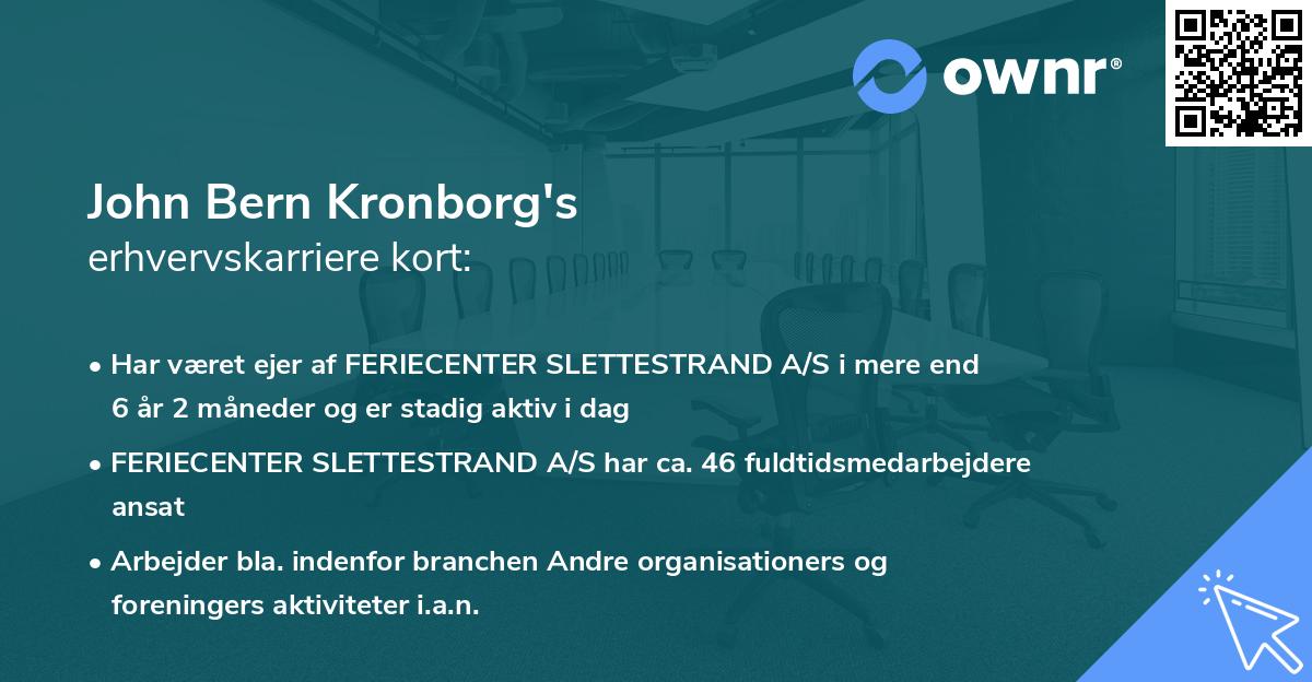 John Bern Kronborg's erhvervskarriere kort