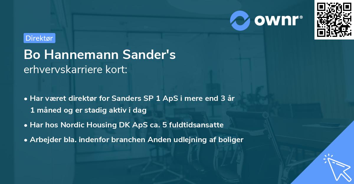 Bo Hannemann Sander's erhvervskarriere kort