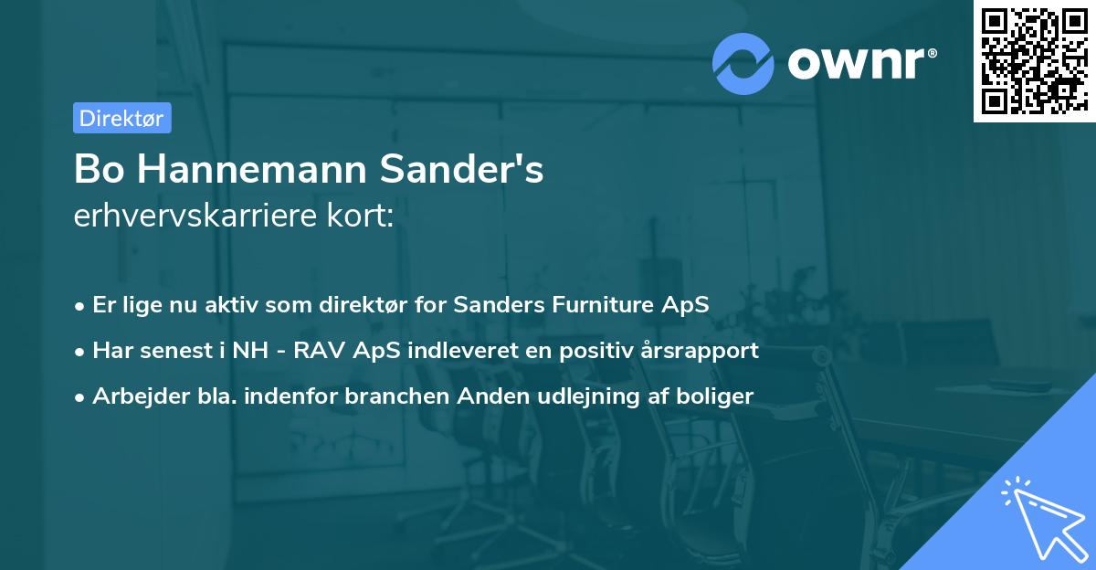 Bo Hannemann Sander's erhvervskarriere kort