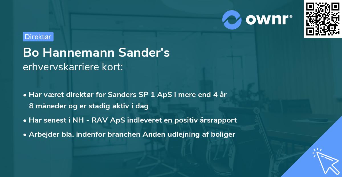 Bo Hannemann Sander's erhvervskarriere kort