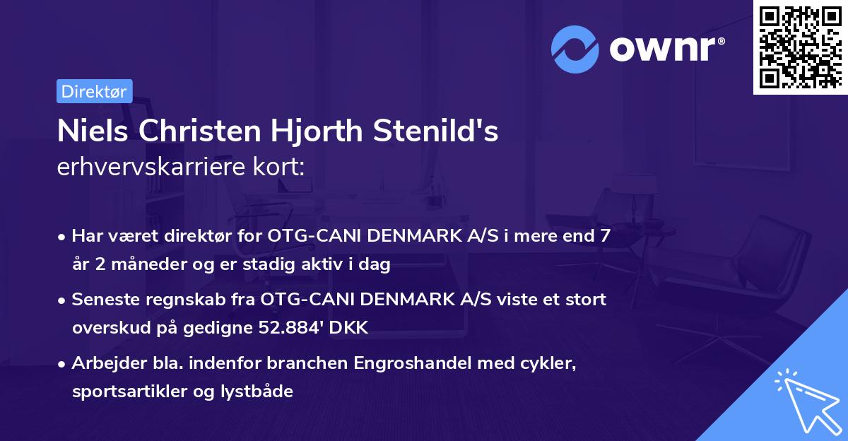 Niels Christen Hjorth Stenild's erhvervskarriere kort