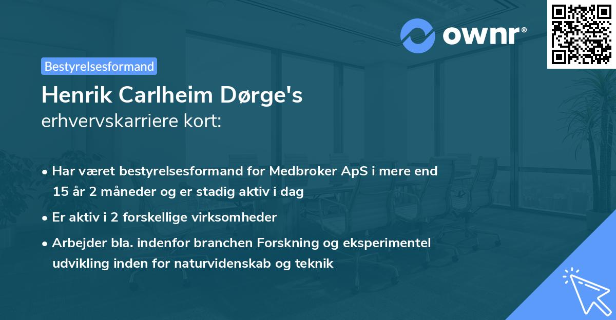 Henrik Carlheim Dørge's erhvervskarriere kort