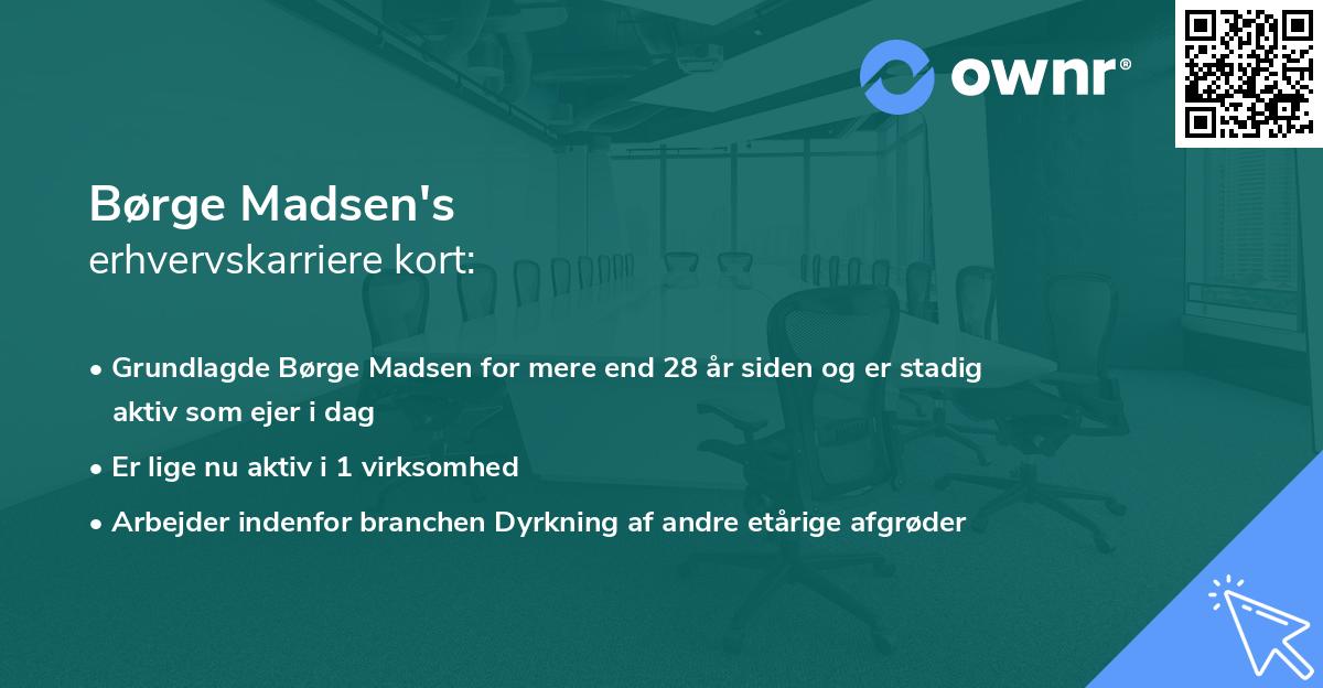 Børge Madsen's erhvervskarriere kort