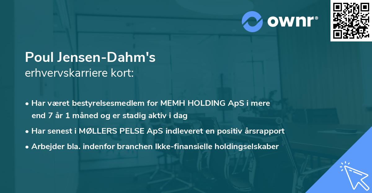 Poul Jensen-Dahm's erhvervskarriere kort