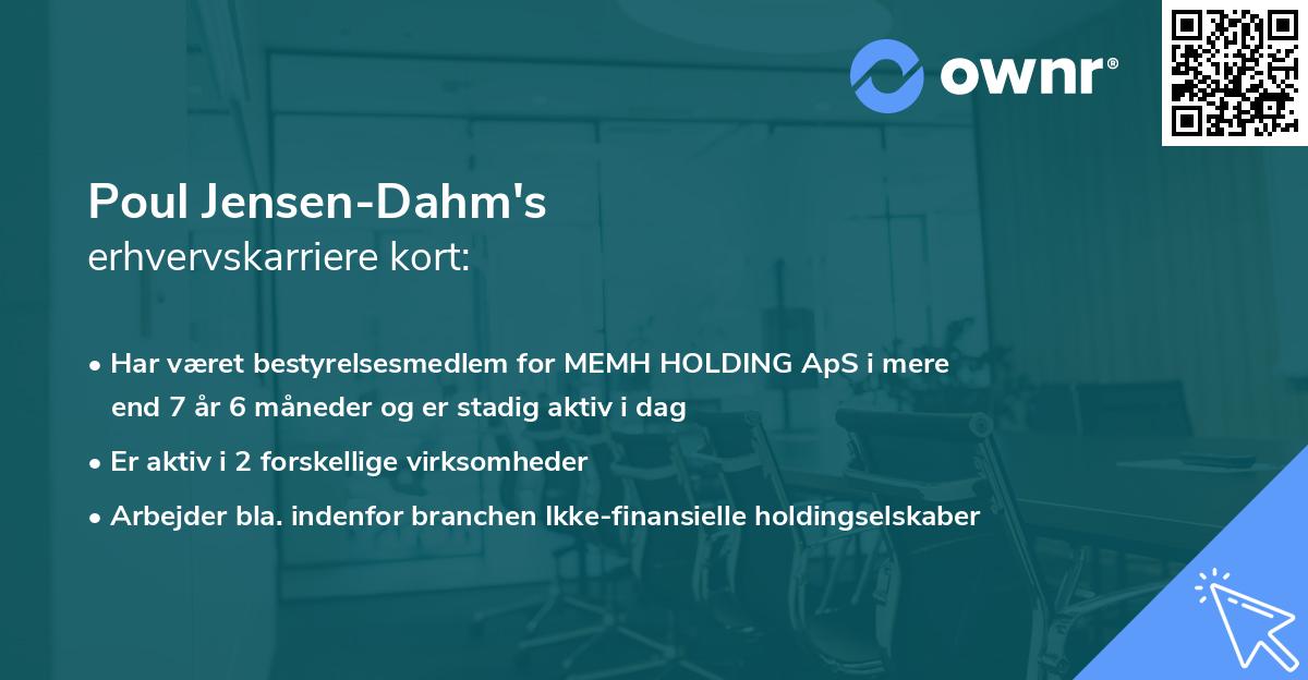 Poul Jensen-Dahm's erhvervskarriere kort