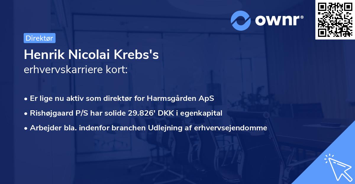 Henrik Nicolai Krebs's erhvervskarriere kort